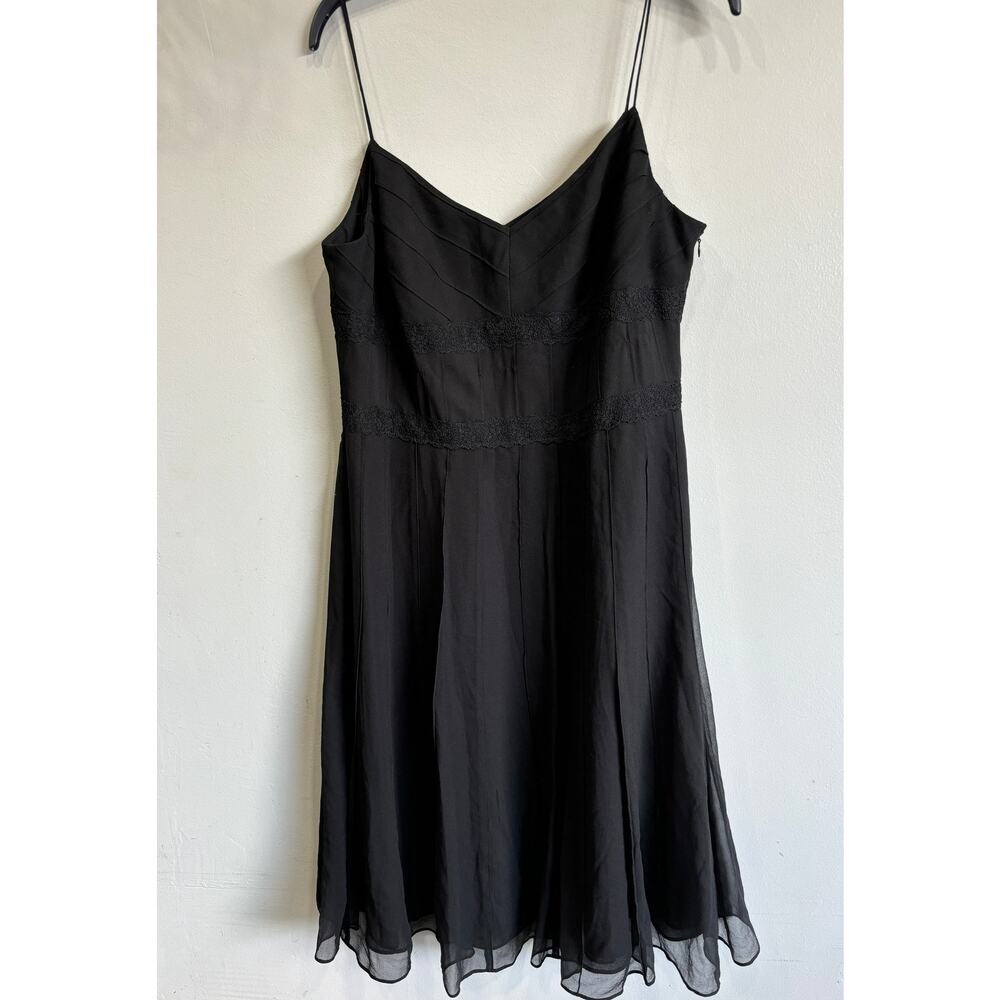 Vintage Y2K 90s Anne Klein silk babydoll dress womens 14 black fairy whimsigoth